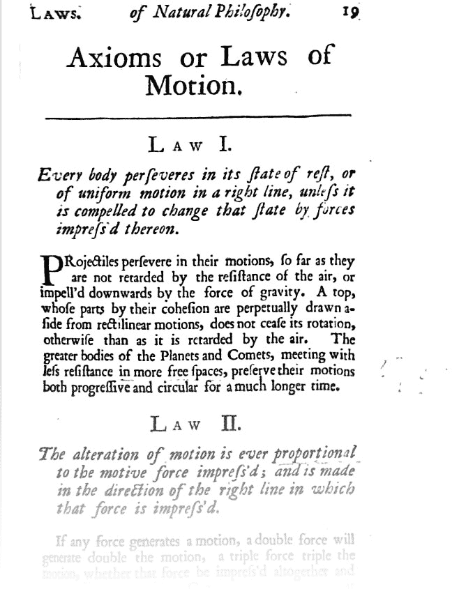 Newton's principia - The Axioms