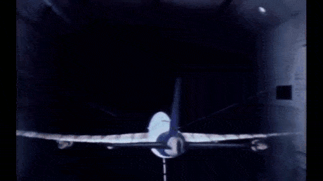Plane in a wind tunnel
